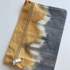 Handmade Shibori Tie Dyed Zipper Pouch: Cotton Canvas Travel Bag